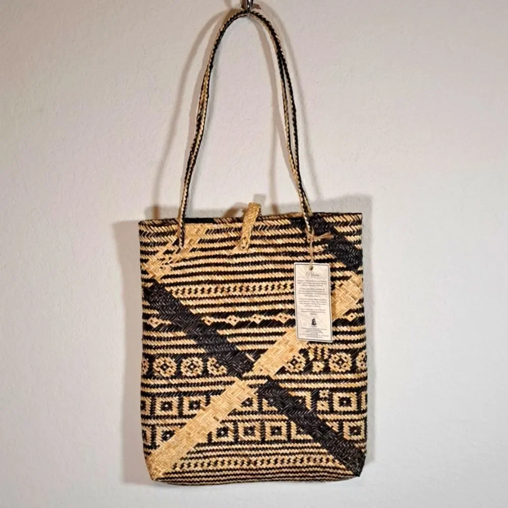 Tote Bag Rattan Purse Malaysian Women’s Woven Rattan Shoulder Bag Fiber Handmade